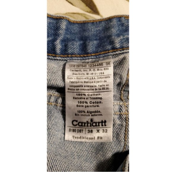 Carhartt Denim Distressed Blue Jeans Men's 38x32 B180 DST Traditional Fit - Picture 5 of 7